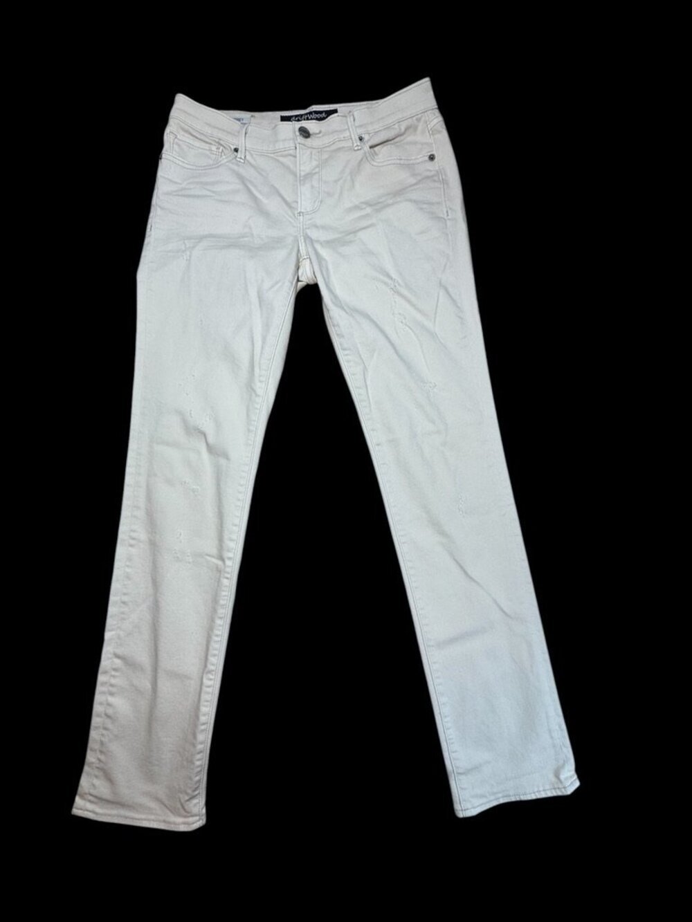 Driftwood "Audrey" cream distressed straight leg jeans size 28